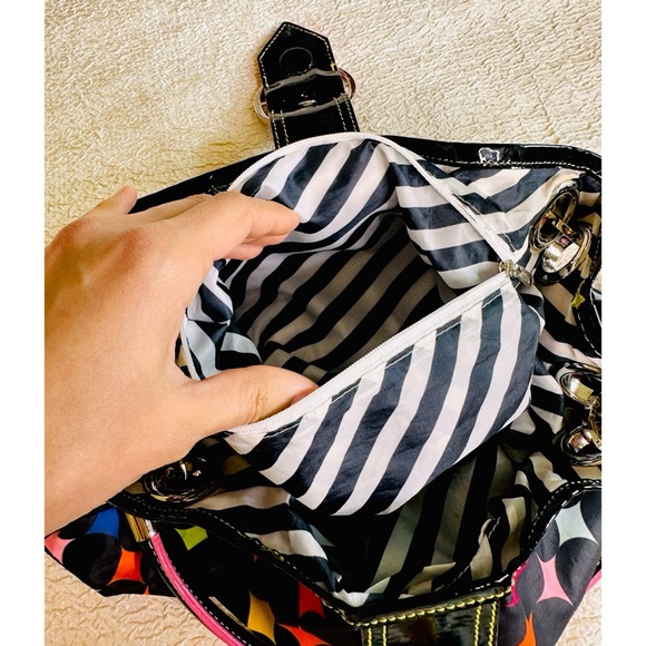 Vintage LeSportSac Shoulder Bag / Black Multicolor Purse Y2K - Picture 7 of 12